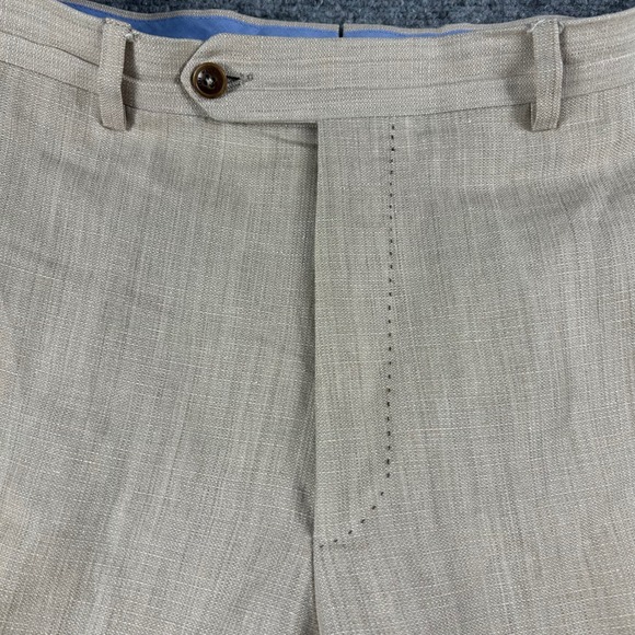 Maurizio Baldassari Trousers Mens 52 Beige Linen Blend Brera Made in Italy - Picture 2 of 10